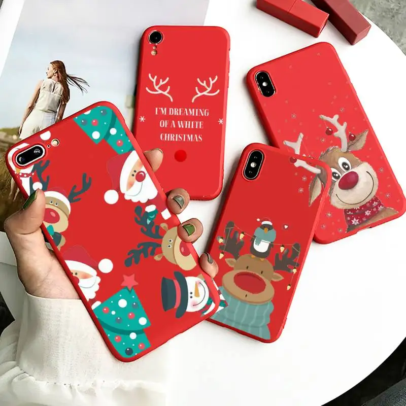 

Merry Christmas deer elk snowman Phone Case Candy Color for iPhone 6 7 8 11 12 s mini pro X XS XR MAX Plus