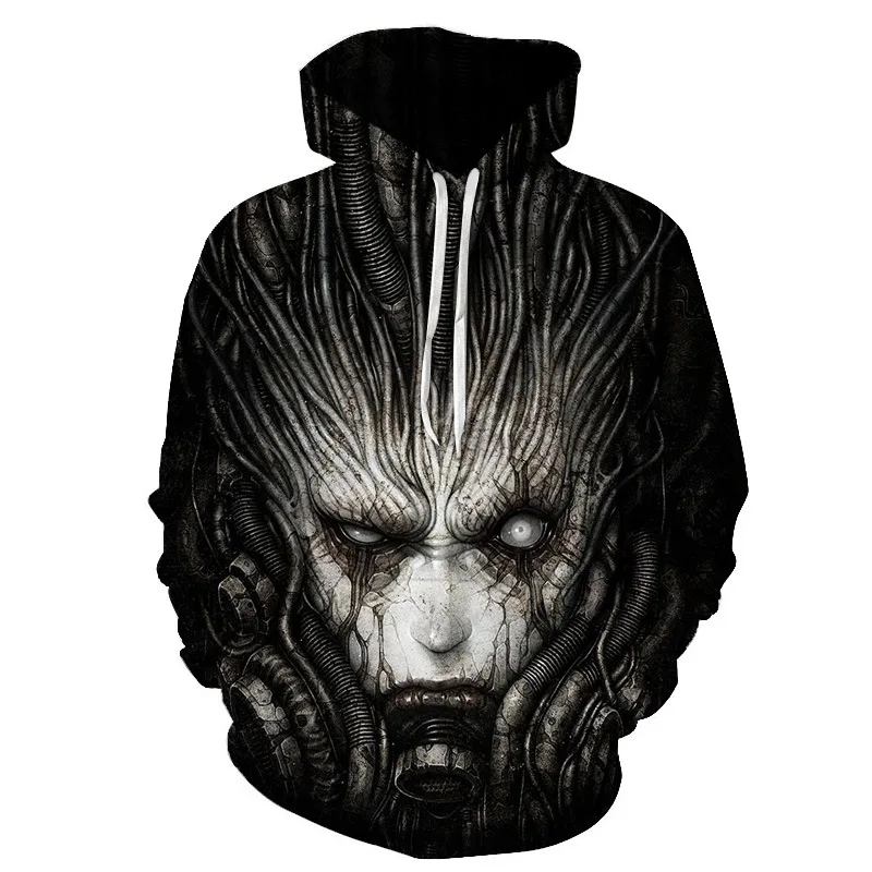 

2021 Fashion 3D Printed Black haired horror woman avatar hoodies/Sweatshirt Winter autumn funny Harajuku Long sleeve Hoodie tops