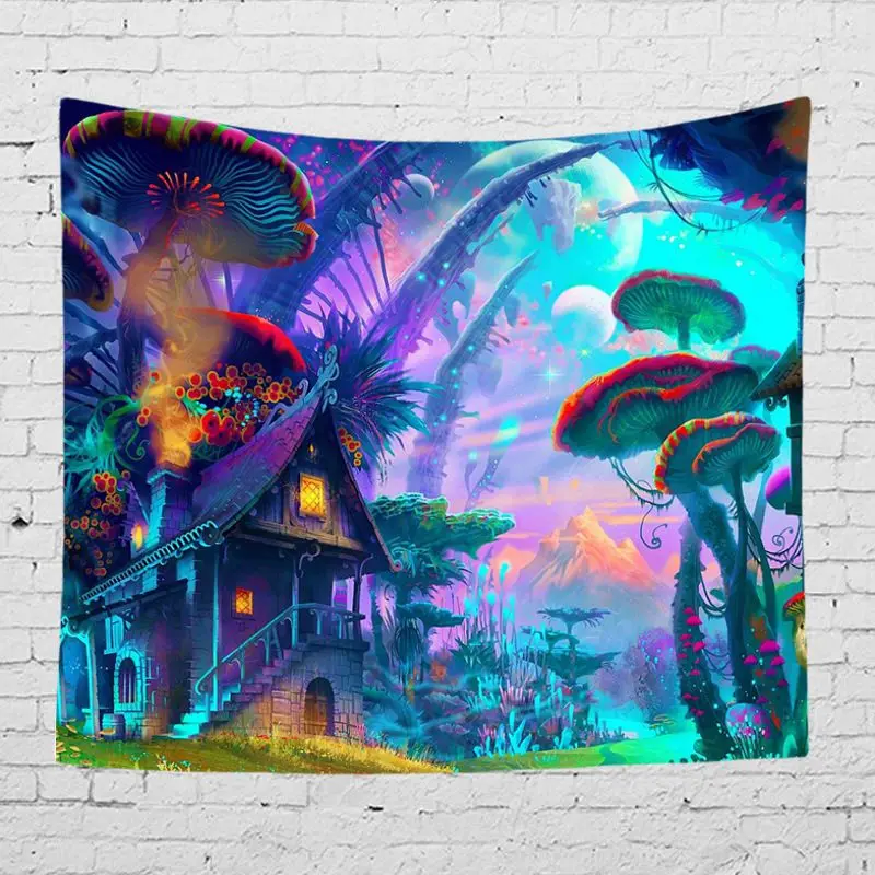 

Colorful Fairytale Wall Covering Trippy Fabric Tapestry Bedroom Living Room Wall Hanging Decoration Blanket