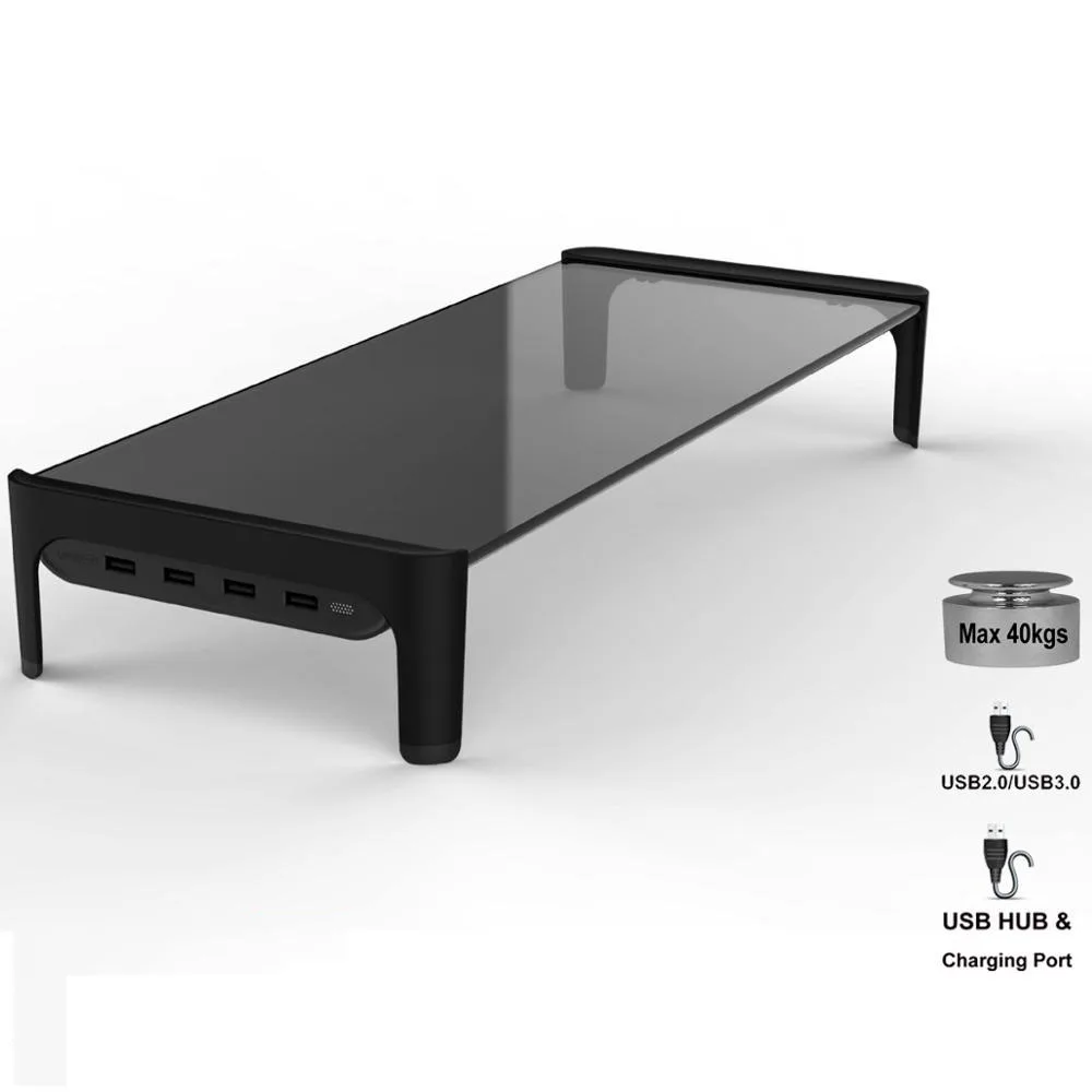 

Desktop Monitor Notebook Laptop Stand Space Bar Non-slip Desk Riser with 4 ports USB Hub Data Transmission and Fast Charger 501L