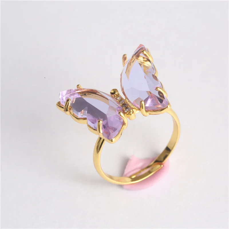 

Exquisite Crystal Butterfly Ring Boho Style Romantic Gems Ring Bridal Wedding Band Engagement Jewelry Lover's Gift for Women