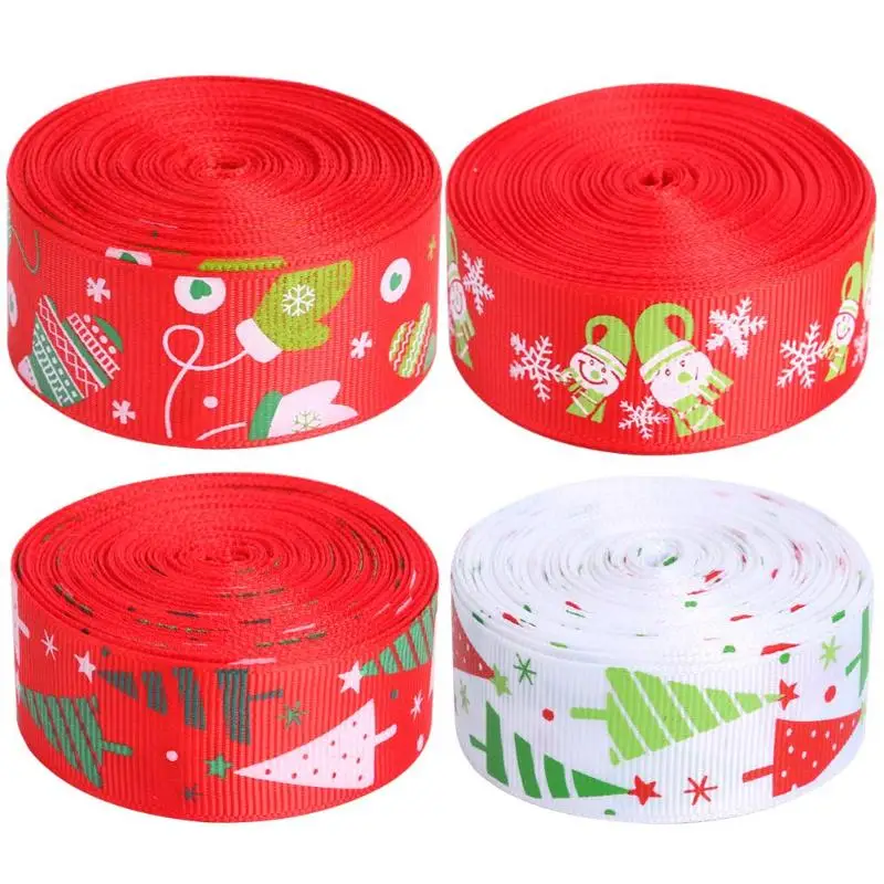 

10 Yards Roll Xmas Wrapping Ribbons Cloth Handmade Christmas Party Hair Decoration Gift Box Packaging Accessories