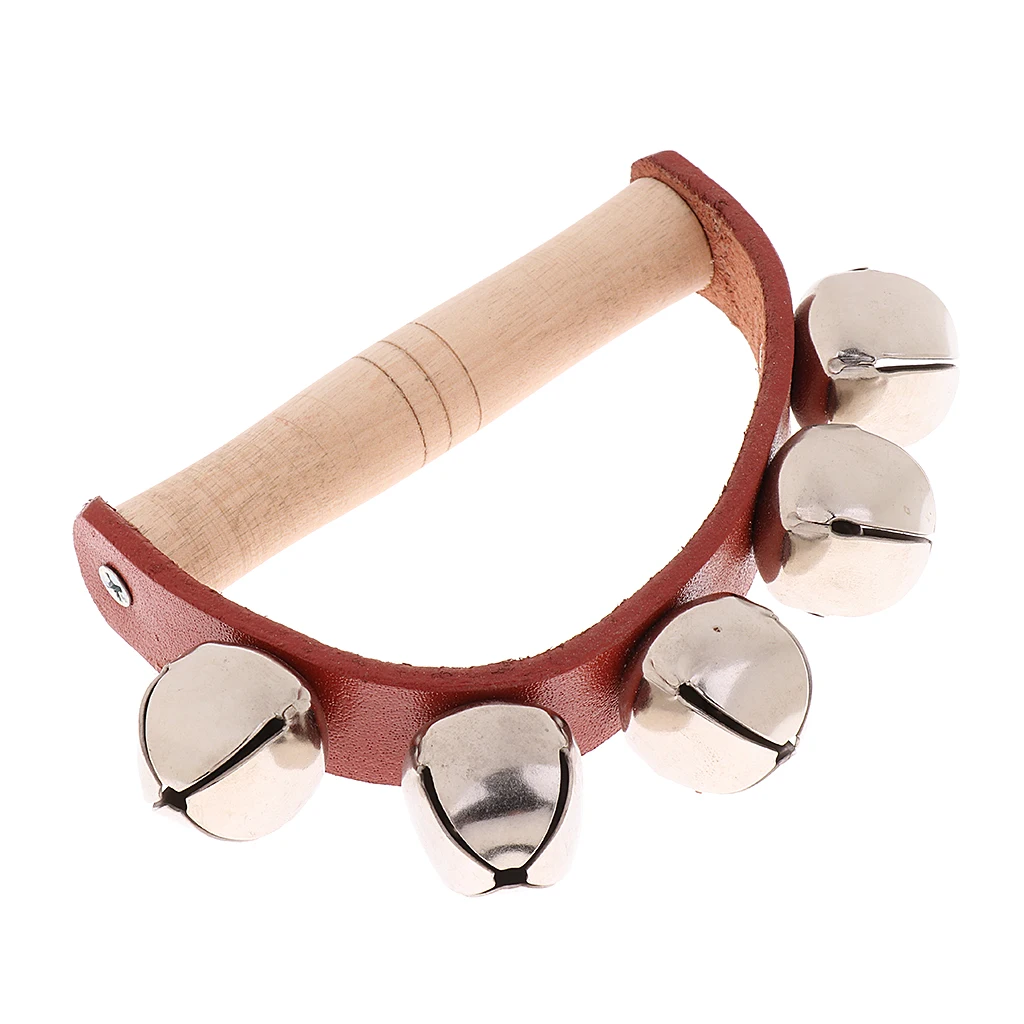 Wooden Handle Bell Shaker Rattle Toys for Baby Kids Musical Instrument