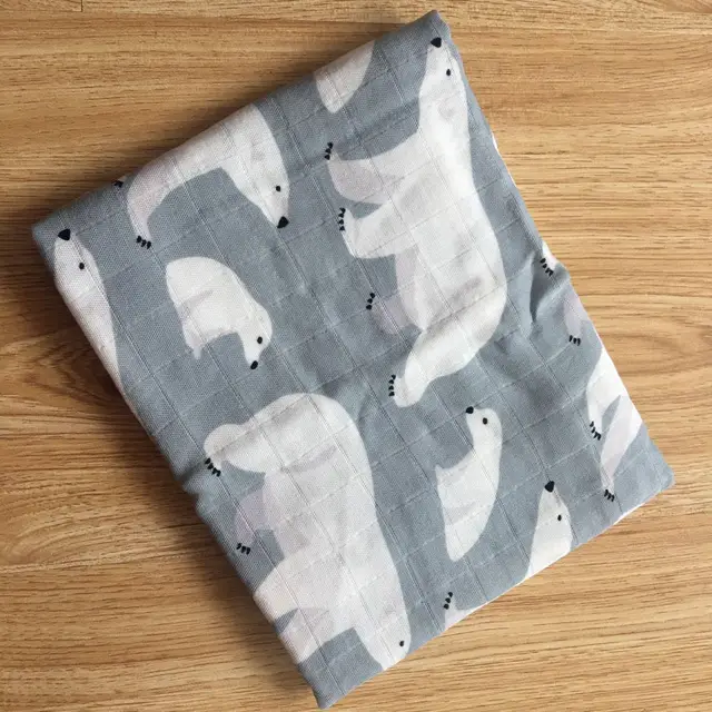 60*60cm Muslin Bamboo Cotton Baby Blanket Baby Newborn Blankets Newborn Swaddle Wrap Burp Cloths Towel Pielucha dropshipping Polar Bear