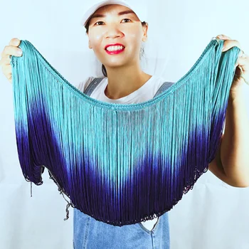 

YACKALASI 5 YDS/Lot Dip Dye Ombre Fringe Rayon 25cm long Green Purple trimming Tassel Gradient fringe loop bottom lace color