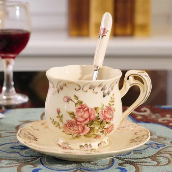 

European-style Ceramic Coffee Mug British Afternoon Flower Tea Home Small Cup Luxury Elegant Upscale Wedding Coffe Cups And Mugs