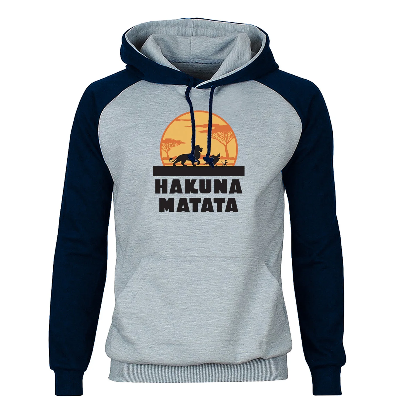 

The Lion King Hakuna Matata Hoodies Men Simba Friend Pumbaa Timon Raglan Hooded Sweatshirts Winter Autumn Cartoon Sportswear