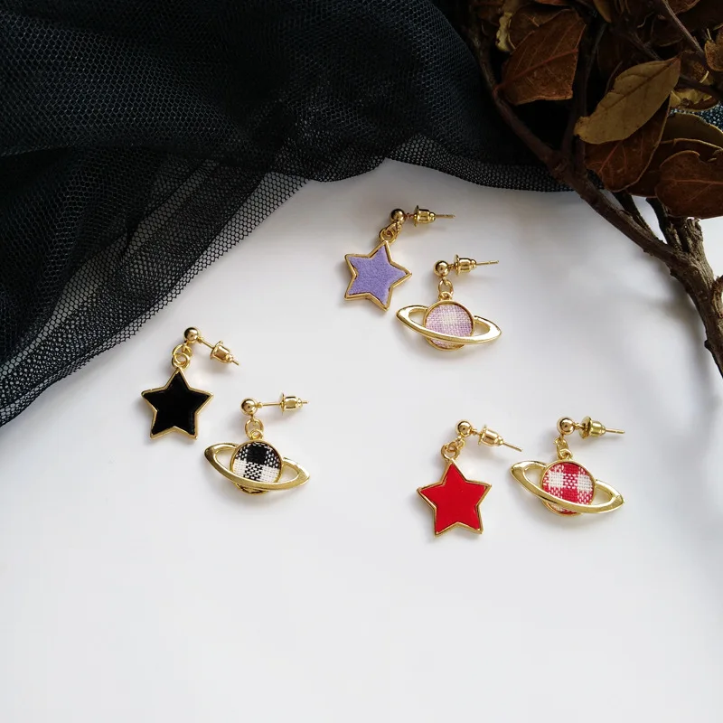 

Beautiful Multi Planet Star Designer Earrings Women Exquisite Plaid Cute Piercing Earrings