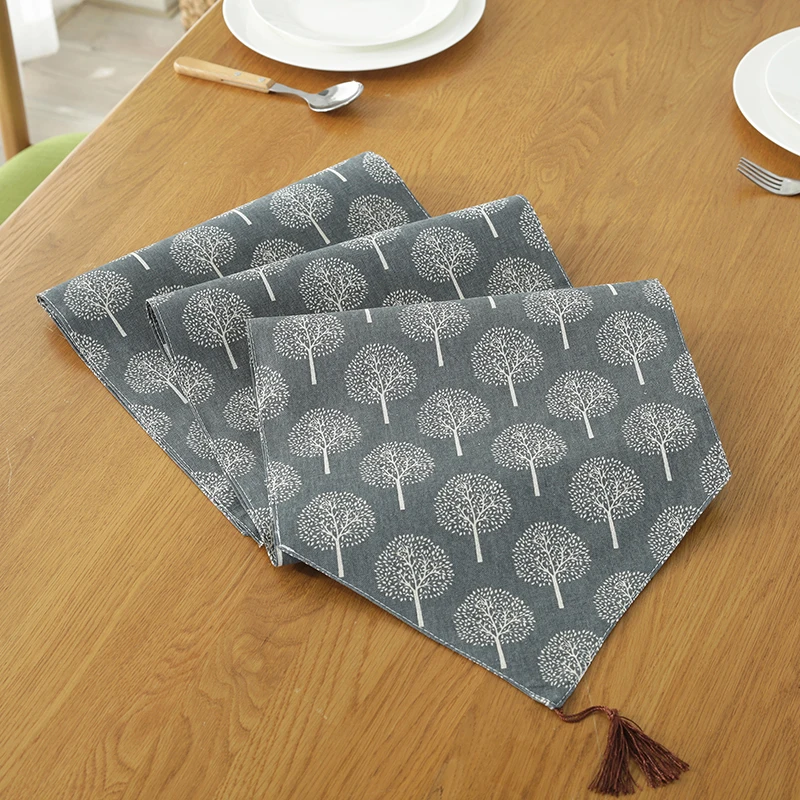 Newly Table Runner Modern Tree Printed Table Runner Cotton Table Runner Party Wedding Christmas Decorations for Home Tablecloth
