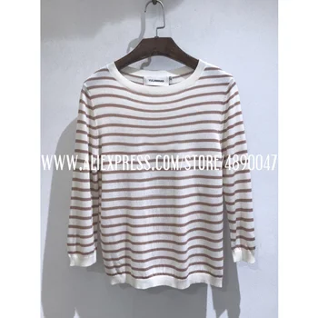 

Ladies Knitted Sweater Long Sleeve Round Neck Ladies Casual Striped Thin Pullover Ladies Base Sweater High quality thin sweater