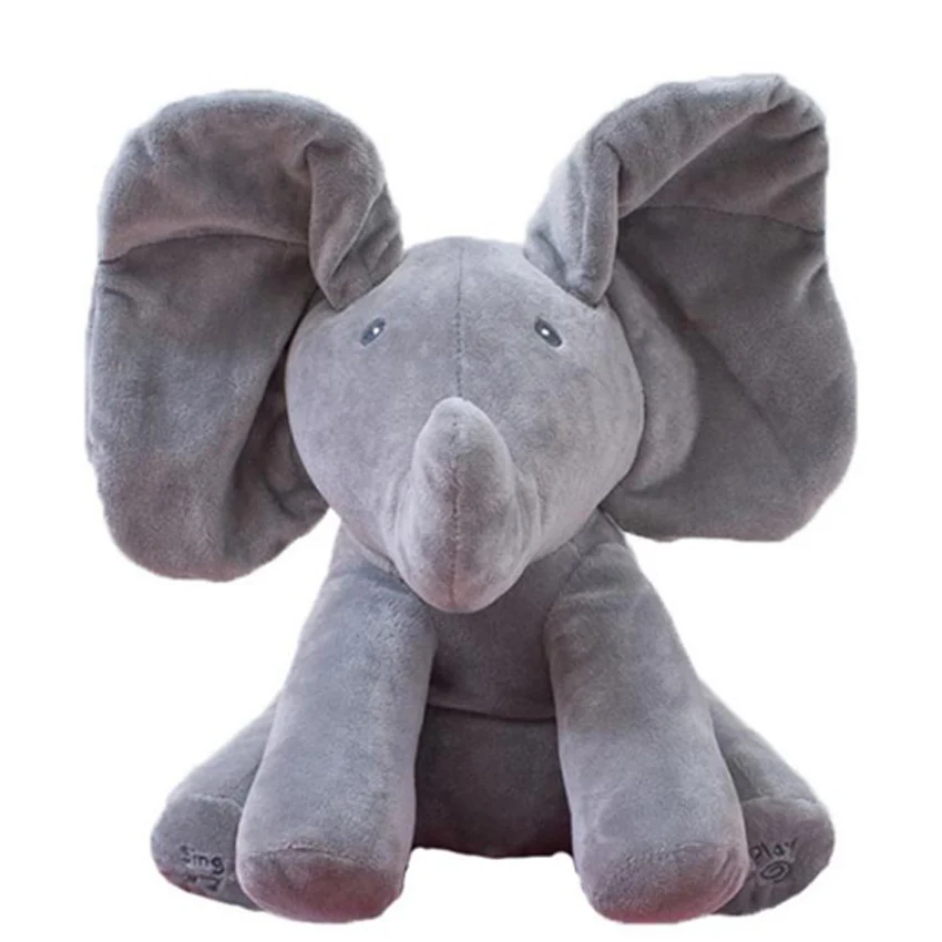 1PC 30cm Peek A Boo Elephant Bear Stuffed Animals Plush Doll Play Music Elephant Educational Anti 5