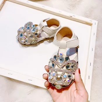 

Luxury Rhinestones Baby Girls Sandals 2020 Summer Shoes Bling Crystal Princess Kids Gladiator Sandals Children Wedding Shoes