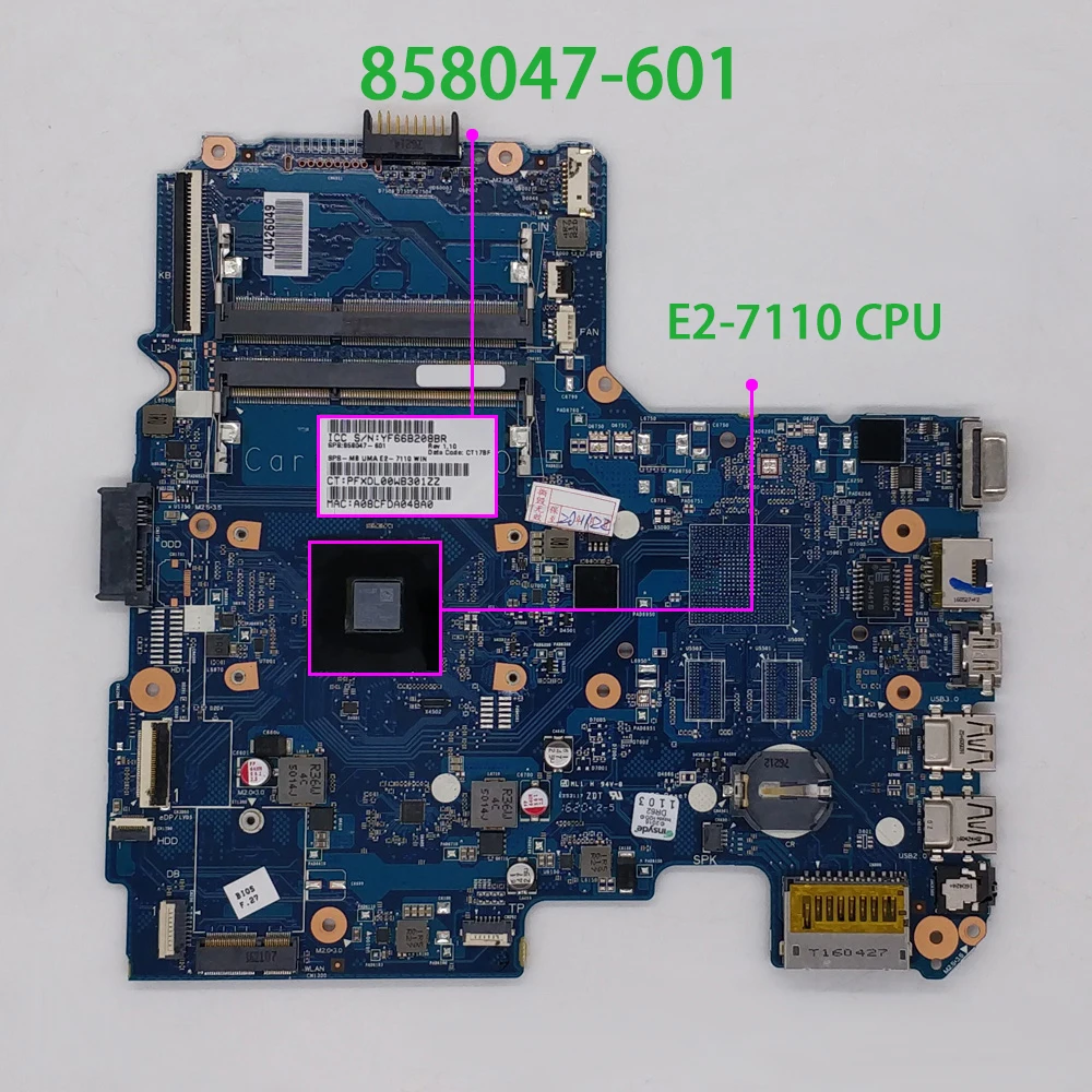 Материнская плата для ноутбука HP 14 14-an серии 858047-601 858047-001 6050A2822801-MB-A01 UMA w E2-7110