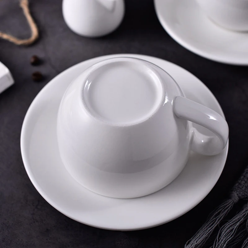 Pure White Ceramic Tea Cups & Saucer Set, Household Coffee Cups 5