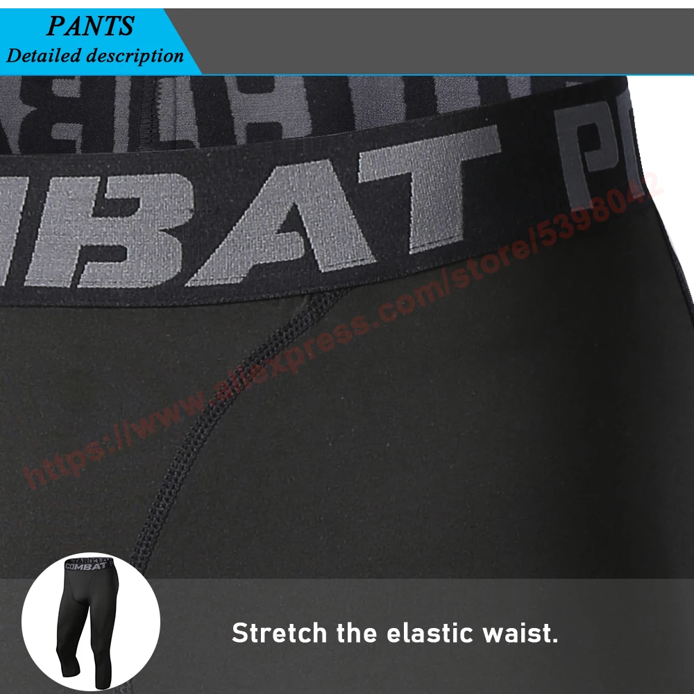 Tight Pants Men Sports Leggings Compression Base Laye Trousers Men Jogger Fitness Gym Basketball Shorts 3/4