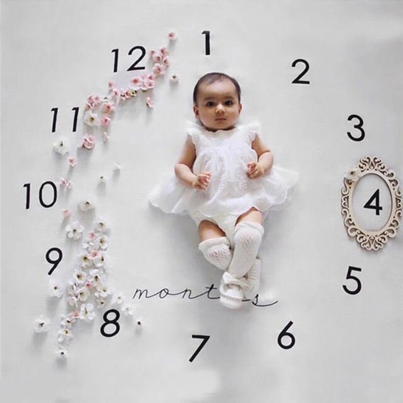 Infant Baby Girl Boy Milestone Blanket Photo Photography Props Blankets Backdrop