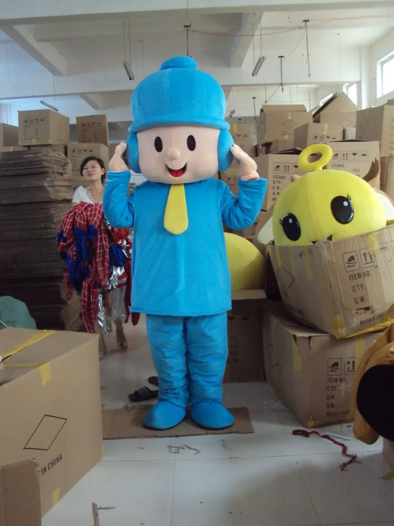 

Advertising Blue Boy Mascot Costume Party Dress Festival Cosplay Outfit Suit # High Quality Cartoon Character Unisex Clothing