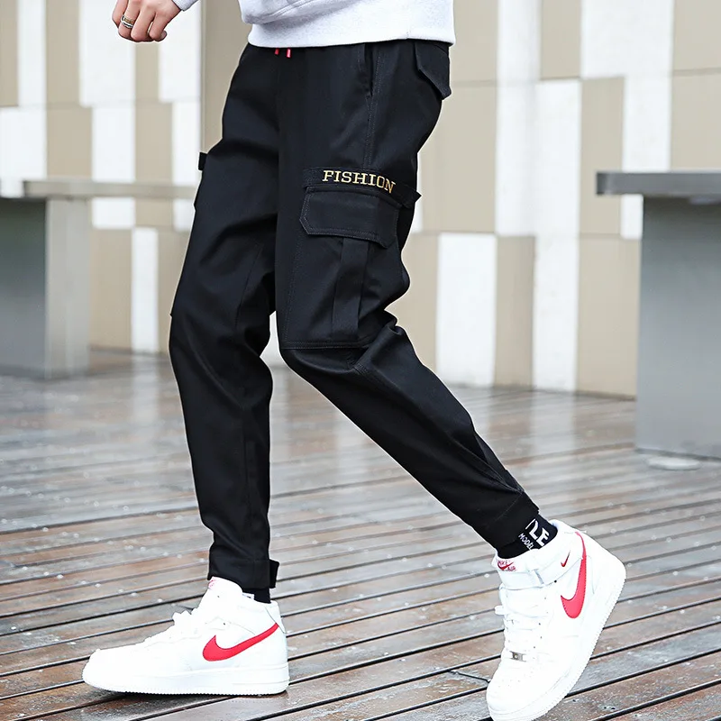 

9099 Men Workwear Casual Pants Velcro Black And White with Pattern Green Khaki Three-Color M-4xl Rooftop