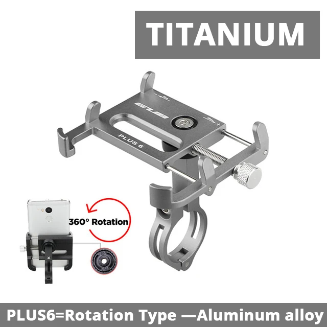 PLUS-6-Titanium Вращающийся многоугольный велосипедный держатель для телефона, держатель для мобильного телефона для iPhone на руль велосипеда, держатель для телефона - Цвет: PLUS-6-Titanium