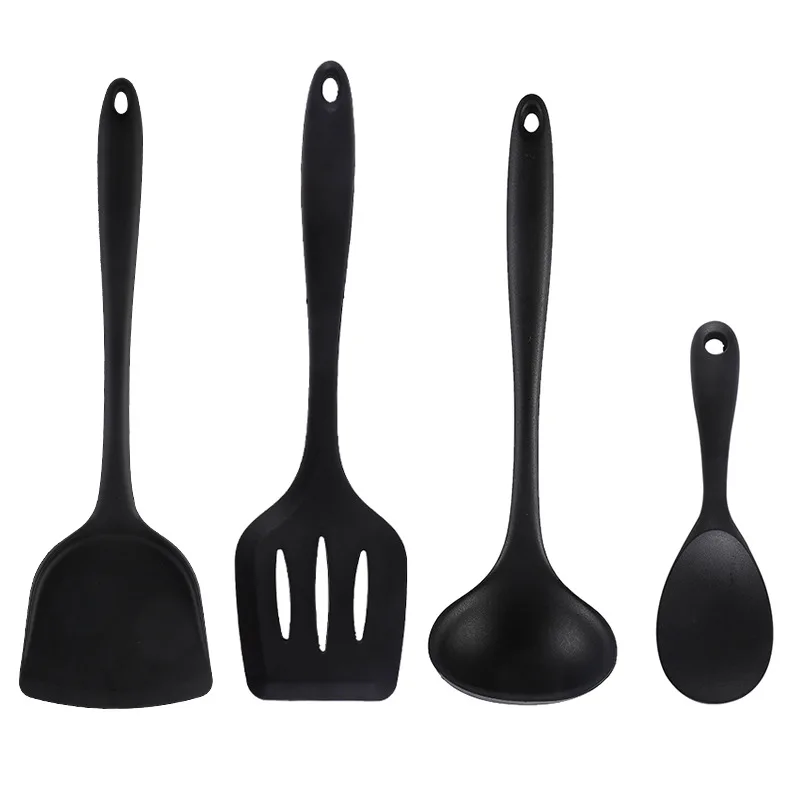 4pcs Silicone Kitchen Cooking Tools Silicone Utensils Set Spatula Soup Spoon Non-stick Shovel