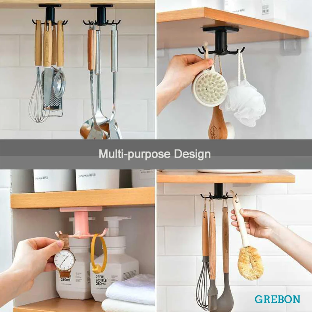 Wall Holder Multi Purpose Hooks Kitchen Hooks Wall Organizer Hook Wall Mount Hooks Kitchen Hook Organizer Bathroom Hanger Wall Dish Drying Rack Holder for Lid Cooking Accessories Cupboard storage Cabinet shelf