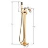 Rozin Golden Bathtub Shower Faucet Floor Mounted Bathroom Shower Mixer Tap Free Standing Waterfall Robinet de baignoire 2