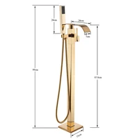 Rozin Golden Bathtub Shower Faucet Floor Mounted Bathroom Shower Mixer Tap Free Standing Waterfall Robinet de baignoire 2