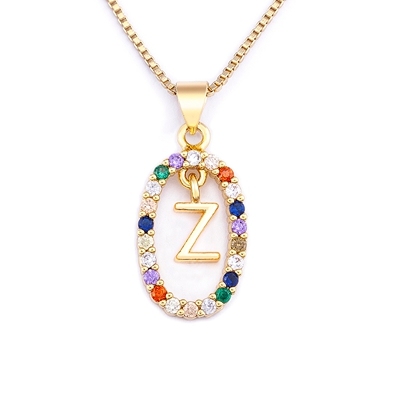 Hot Sale Colorful 26 Letters A - Z Initial M S C K Alphabet Pendant Long Chain Necklace Name Jewelry Women Accessories Gift