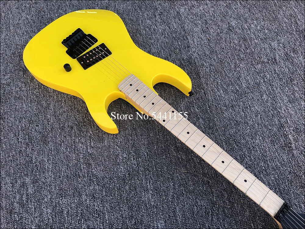 High quality Yellow electric guitar, Floyd rose Electric Guitar,Black hardware,free shipping