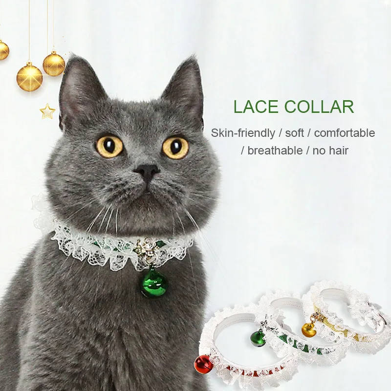 

Buckle Collar Lace PU Necklace Collar With Bell Popular Lovely Pet Accessories Puppy Adjustable Pet Wedding Supplies