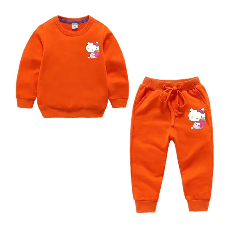 Sweatshirt and Pant Комплекты одежды для девочек «hello kitty» Спортивный Костюм хлопковый свитер+ штаны, 2 предмета, осенняя одежда для малышей комплект одежды для детей - Цвет: Sweatshirt and Pant