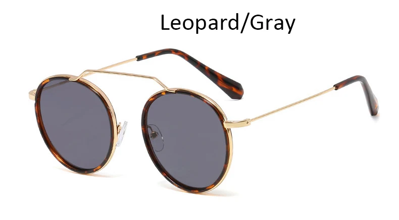 Leopard Gray Новые модные женские круглые солнцезащитные очки, маленькая оправа, сплав, прозрачные оттенки для женщин, женские солнцезащитные очки, женские Брендовые очки - Цвет линз: Leopard Gray