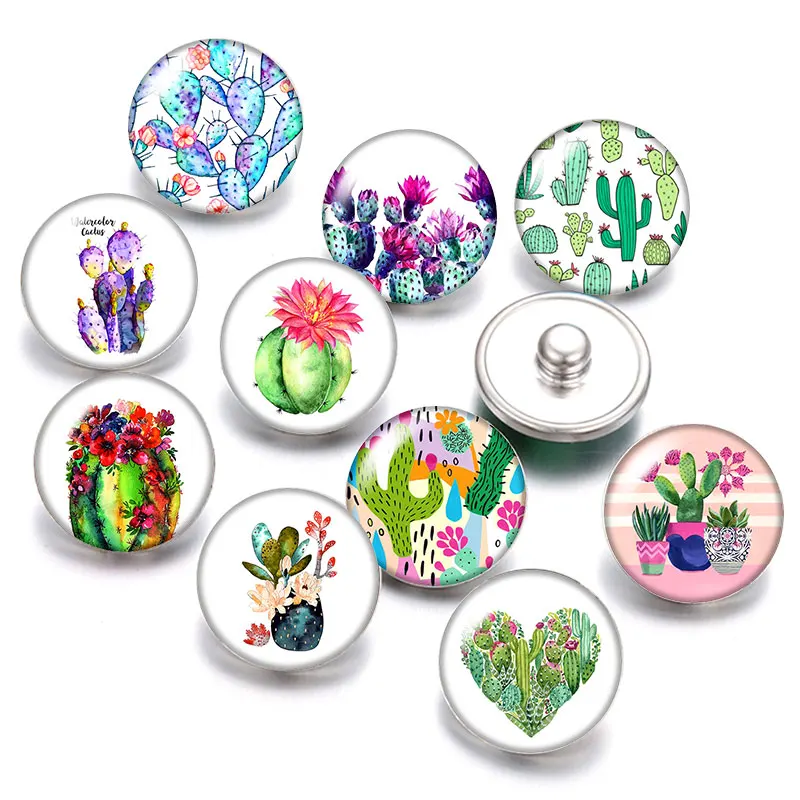 Glass Cabochons Snap Buttons Cabochons Mixed Snap Button Glass