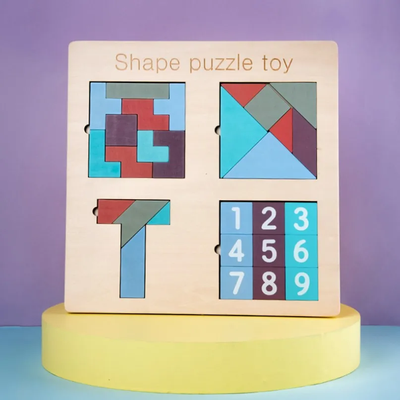 

Kid wooden colorful Tetris Game Blocks Katamino jigsaw toy Children Table Game Tangram Animal Vehicle Shapes Intelligent Logical