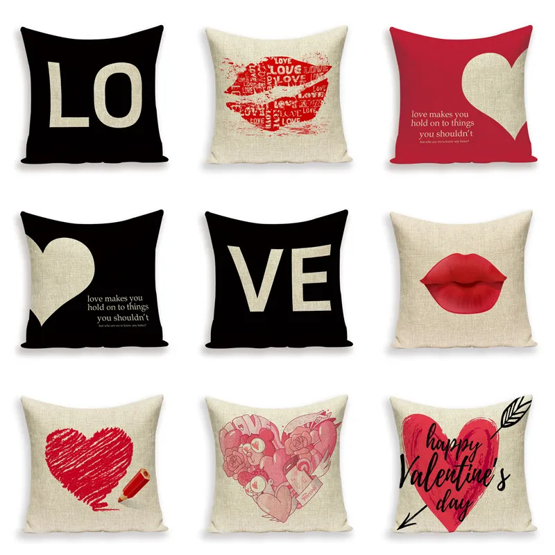 

Geometric Lips Letter Pillow Case 45*45cm Peach Skin Throw Pillowcase Home Sofa Decorative Pillow Case Cushion