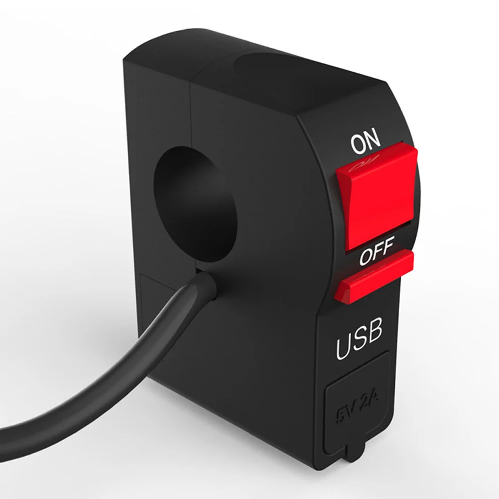 Мотоцикл USB телефон зарядное устройство переключатель руль пылезащитный DC12V ABS черный Водонепроницаемый автомобилей мотоциклы Замена