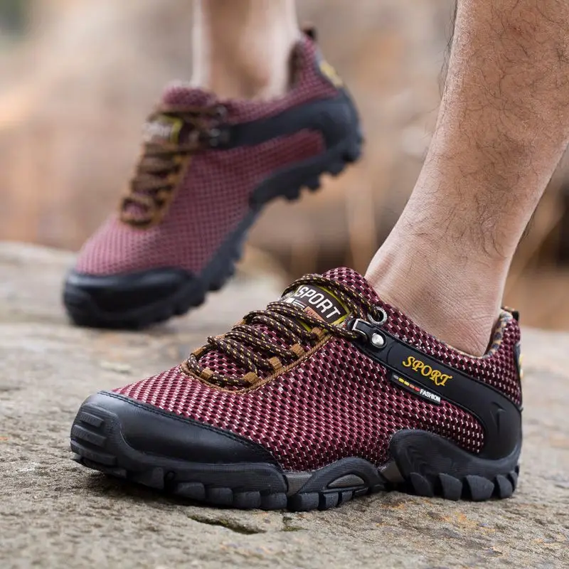 summer outdoor hiking shoes men breathable mesh camping climbing trekking shoes men tactical hiking shoes men hiking sneakers