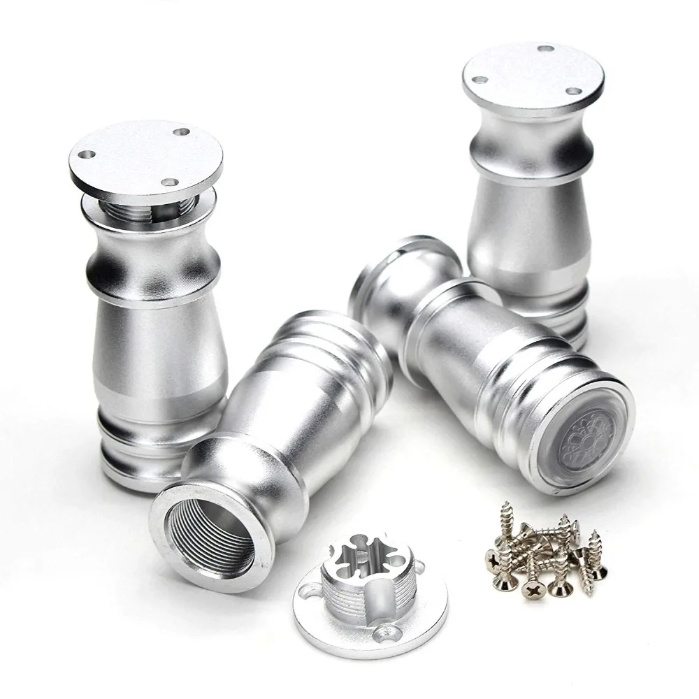 

Adjustable Aluminum 80mm Furniture Legs Cabinets Tables Chairs Sofa Feet with Non-Slip Rubber Base Silver Set of 4