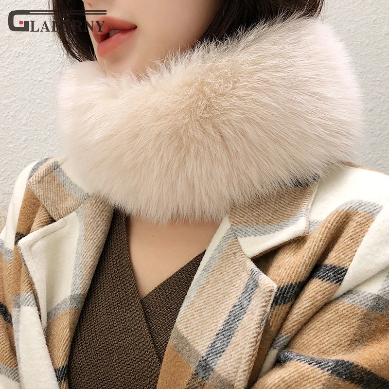 

2019 Glaforny female solid fox fur scarf dilated whole skin Korean version joker autumn and winter fur shawl woman neckerchief