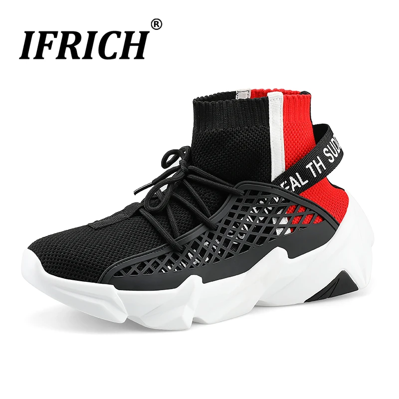 

Running Shoes for Men High Ankle Male Sock Boots Stylish Sport Sneakers Mens Black White Summer Athletic Trainers for Walking