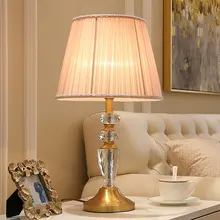 Американский прикроватный Хрустальный тканевый чехол, полностью медный Настольный светильник, роскошный простой креативный светильник для гостиной, кабинета, дома WF12271053