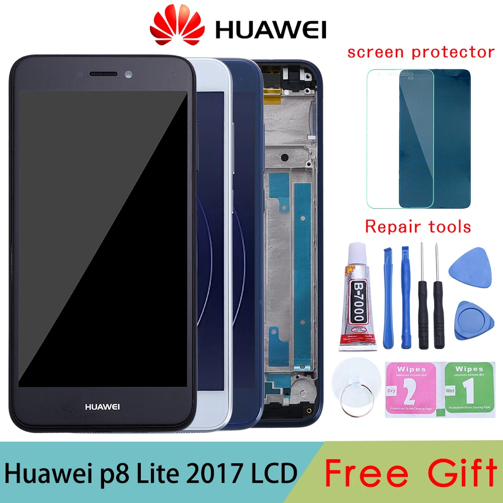Продажа Huawei P9 Lite 2017, ЖК дисплей, сенсорный экран, дигитайзер для huawei P9 Lite 2017, ЖК дисплей с рамкой P8 lite 2017 PRA LA1 LX1 LX2 LX3