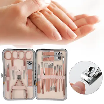 

18pcs Nail Clipper Eyebrow Scissors Stainless Steel Pedicure Knife Manicure Tools Set