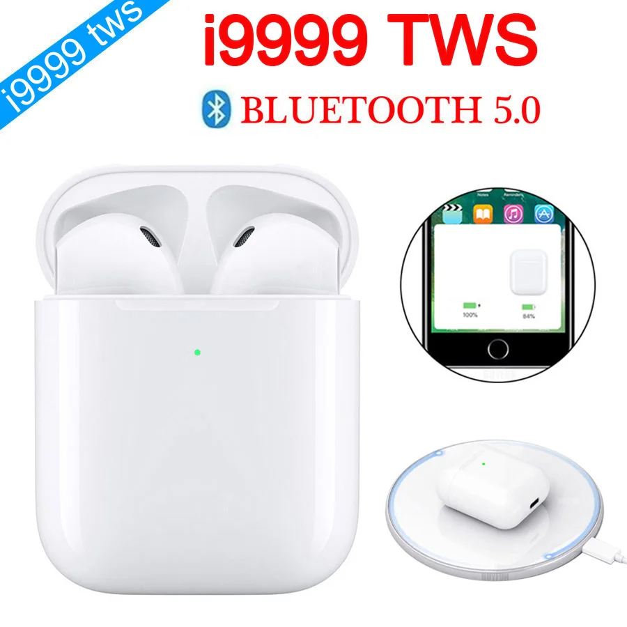 Наушники-вкладыши TWS с i9999 Беспроводной наушники Touch Bluetooth 5,0 наушники не w1 чип Pk i12 i500 i999 i50000 наушники-вкладыши tws с зарядный чехол