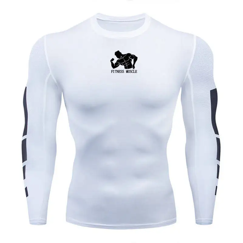 Футболка для спортзала, Мужская быстросохнущая футболка для бега, модная компрессионная облегающая футболка с принтом, Мужская футболка для фитнеса, брендовый топ с длинными рукавами - Цвет: Photo Color