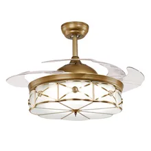 Американский Ретро Медный Невидимый подвесной светильник, современный потолочный вентилятор для столовой, потолочный вентилятор для гостиной, потолочный светильник, светильник для спальни, светодиодный вентилятор