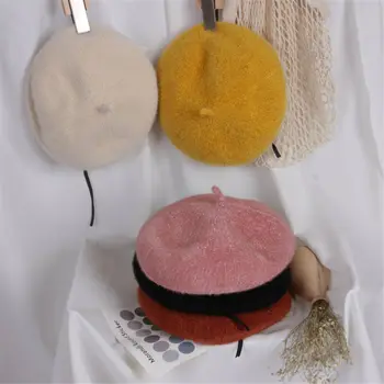 

Fashion Children Kid Hat Girls Beret Autumn Winter Warm Plain Beanie Newsboy Cap Cute Warm Hats 2-8Years
