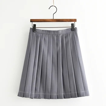 

Summer Japanese JK Uniform Skirt Large size Solid color Young Girl Student Loose High waist Pleated Skirt school Uniform Skirt