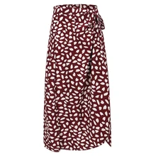 Тонкая женская юбка, для путешествий, высокая талия, летняя, для покупок, Пляжная, сексуальная, мягкий полиэстер, на каждый день, Леопардовый принт, на завязках