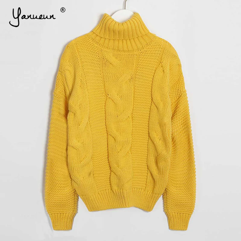

Yanueun Women Sweater Casual Solid Turtleneck Female Knit Pullovers Full Sleeve Warm 2019 Spring Autumn Winter